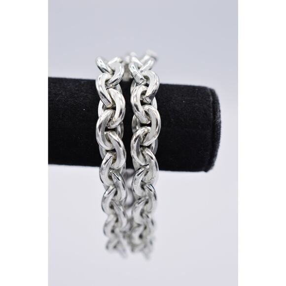 Givenchy Vintage Heart Charm Bracelet Logo Chain Brushed Silver Toggle 80s Bin6 - Picture 6 of 12